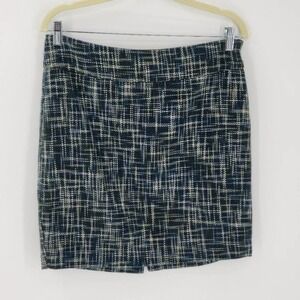 The Limited Tweed Patterned Mini Back Slit Pencil Skirt Black White Size 8